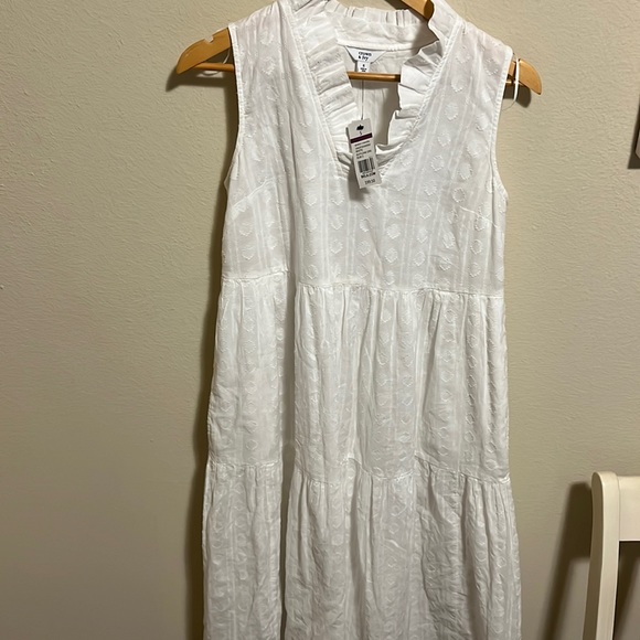 crown & ivy Dresses & Skirts - NWT Crown & Ivy White Cotton V Neck Maxi Sleeveless Dress Size Small